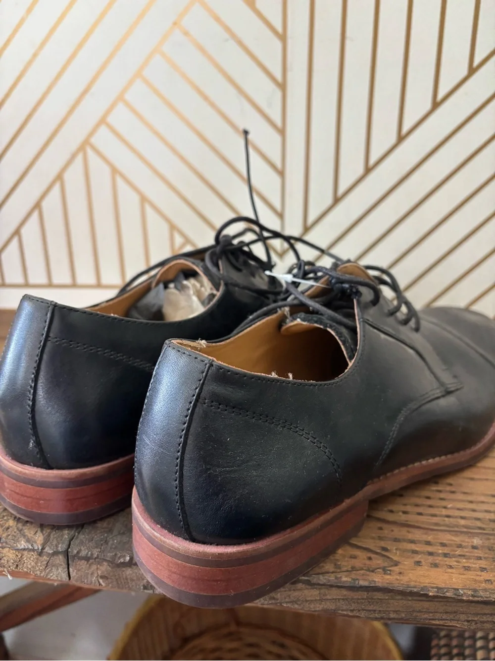 Goodfellow & Co Black Leather Cap-Toe Derby Shoes